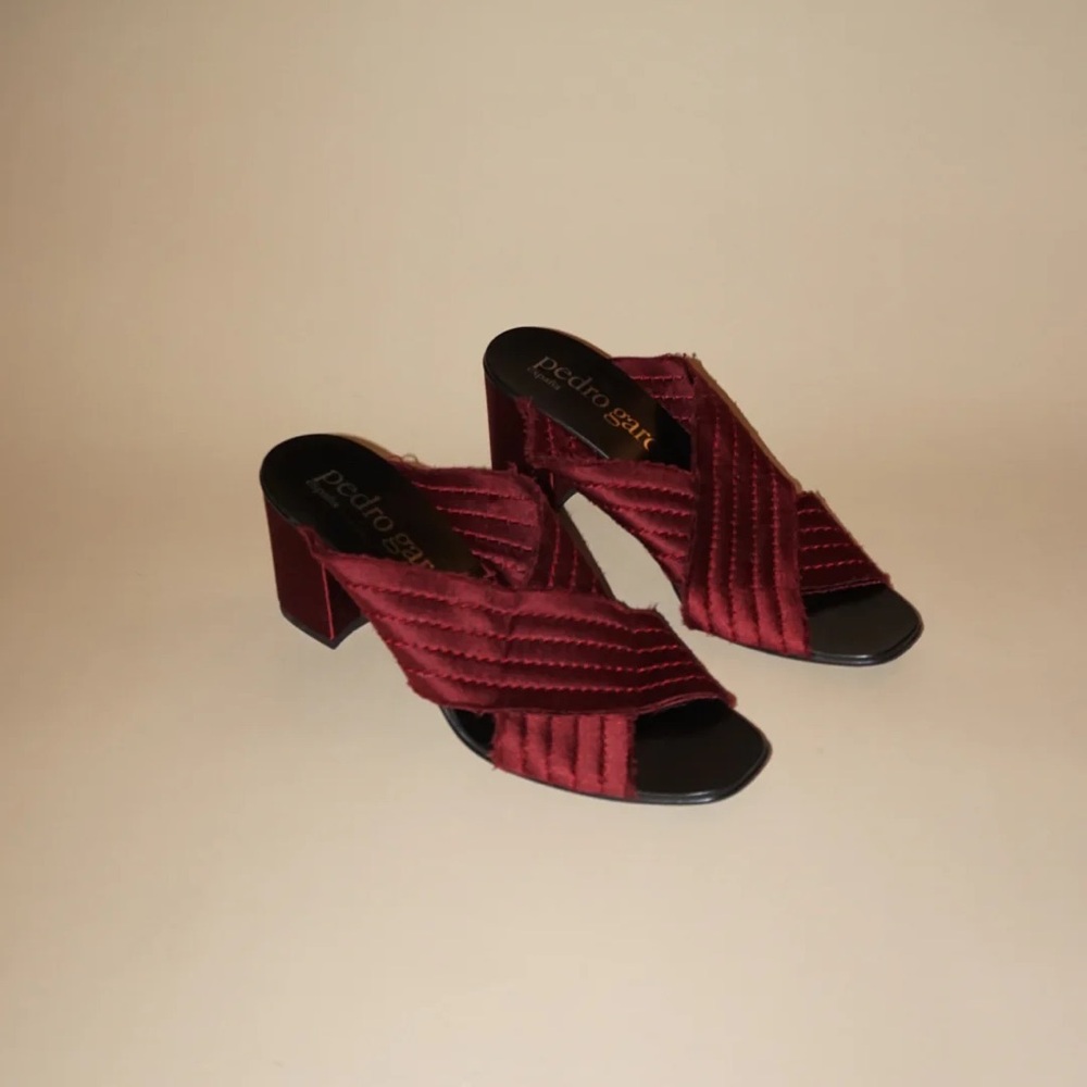 Pedro Garcia Satin Burgundy “Xail” Mules - Size 38.5